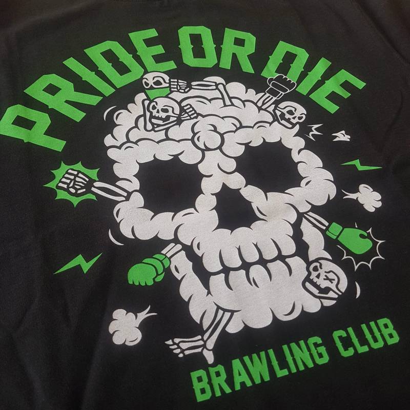 PRiDEorDiE brawling club  T-Shirt -black